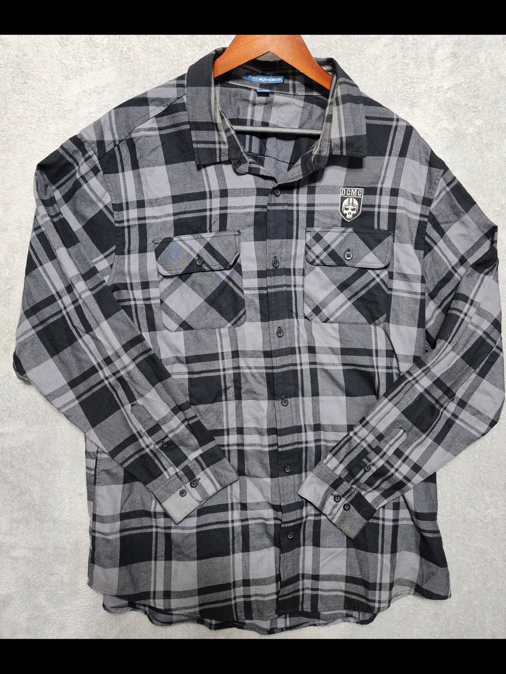 Port Authority Black & Gray Plaid Button-Down Shirt